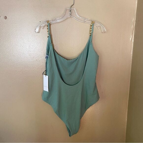 Lovewave Pua Swimsuit Chain Strap one piece bathing sage Revolve NWT $128 XL - Picture 7 of 9
